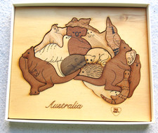 Used Little Wooden Australia Animals Puzzle 4 1/2" x 5 1/2" GC