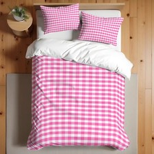 Gingham Plaid Twin Size Duvet Cover Set, Includes Pillow Cases