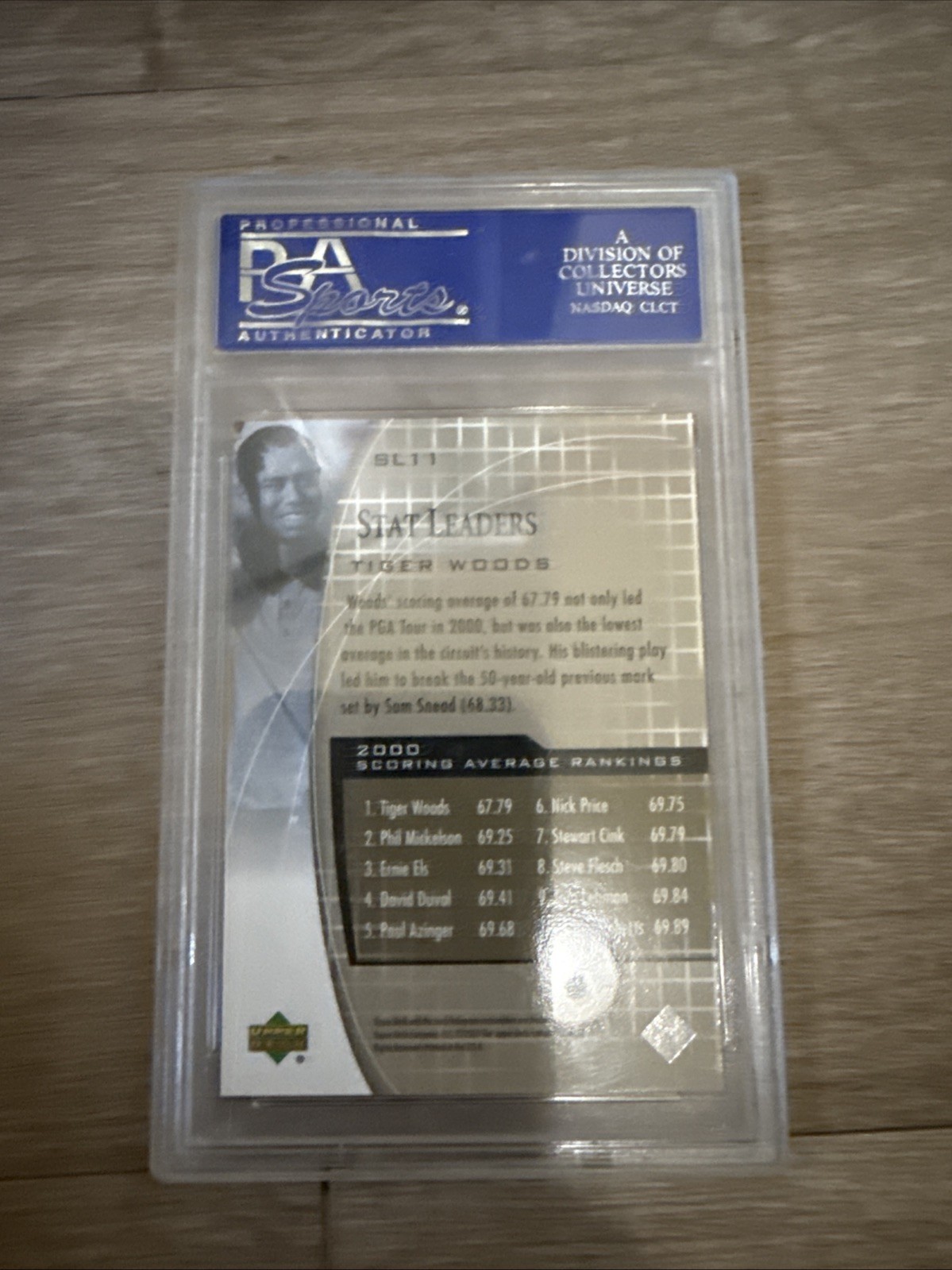 Upper Deck 2001 Tiger Woods Psa 10 Golf Card Stats Leaders PGA Tour view 4