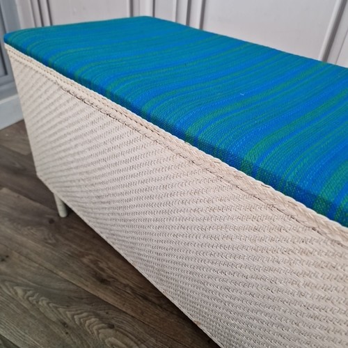 Retro Vintage Mid Century Trunk Storage Woven Wicker Blanket Box Ottoman Linen - Picture 16 of 24
