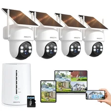 ARCCTV 4MP Solar 4Camera Security System,AI Human Detection,100%Wireless Outdoor