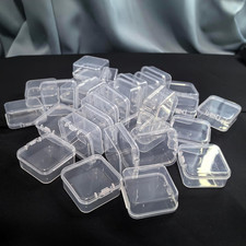 Mini Clear Plastic Storage Boxes with Hinged Lids - 4-Pack Organizer Set