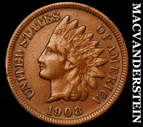 1908-S Indian Head Cent - Scarce  Almost Uncirculated  Key Date  #i5927