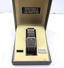 RARE Vintage Mens Seiko 7430 5479 Grey Gold Tank Analog Quartz Watch Bracelet