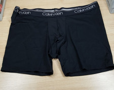 CALVIN KLEIN Boxer Briefs Mens XL Black Microfiber Stretch Trunk Logo