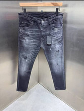 Dsquared2 Jeans Uomo Slim Fit Grigio Invecchiato Denim Elasticizzato - W32