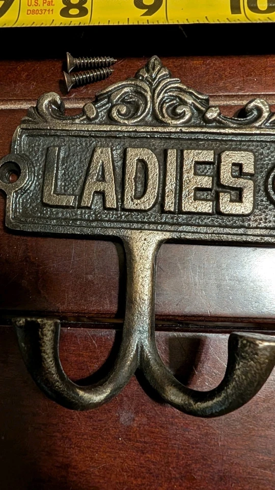 Ladies & Gents Bathroom Door Hooks Antiqued Finish Victorian Cast Iron (034) - Image 2 of 4