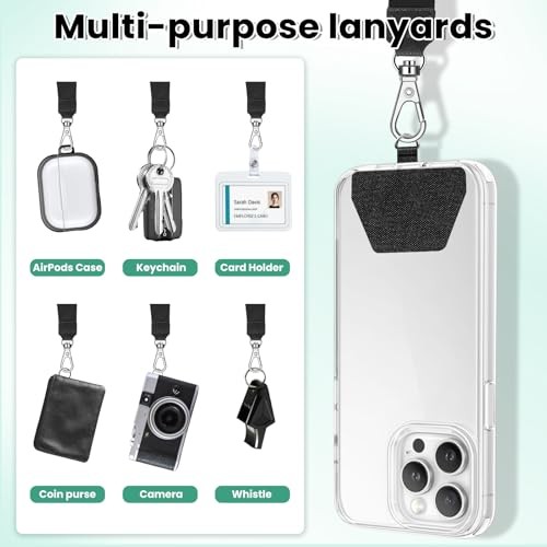 Handy Schlüsselband, verstellbar Handy Lanyard Umhängeband & Handy Handgelenk schwarz - Bild 4 von 7