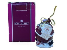 Royal Albert China Santa Christmas tree bauble. Gift Bearing Santa. Boxed.