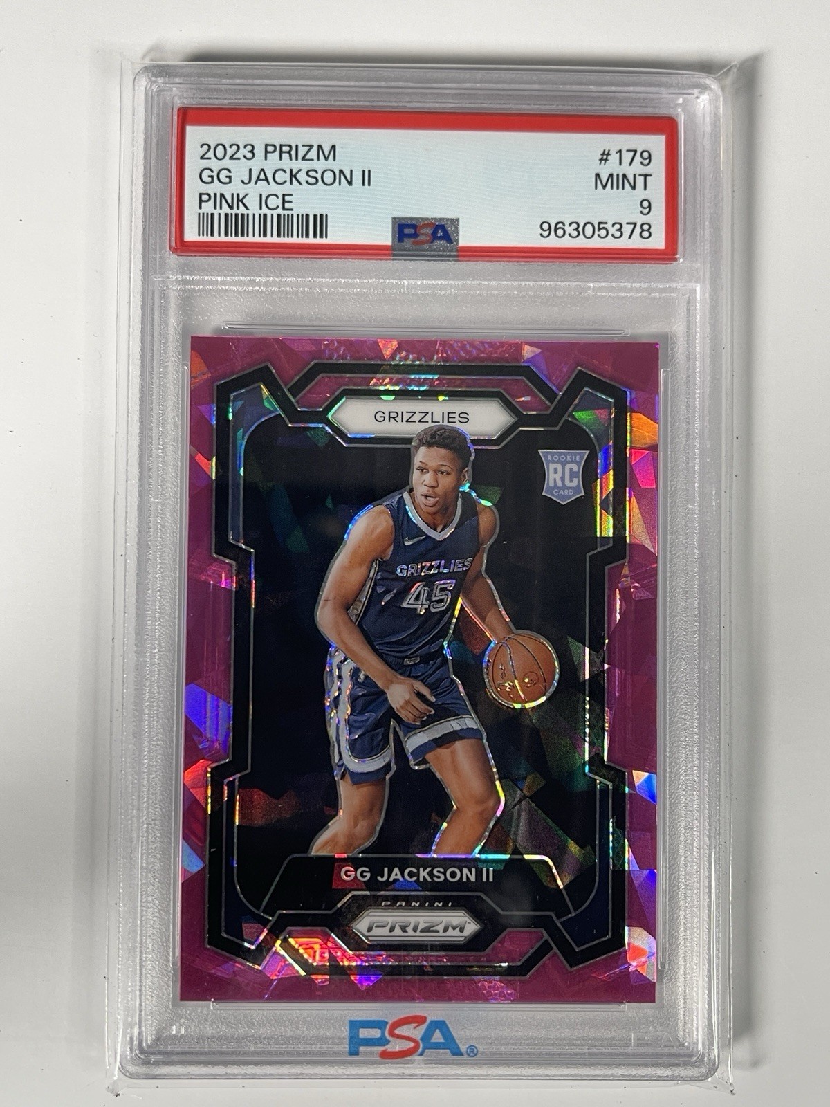 2023-24 Panini Prizm GG Jackson II RC Prizms Pink Ice #179 Grizzlies PSA 9