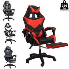 Gaming Chair Footrest Office Massage Computer Recliner Swivel Cushion Leather