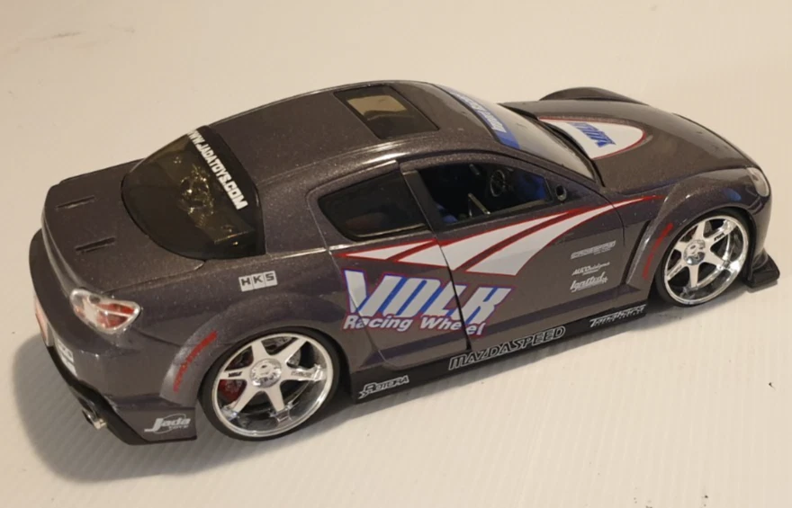 MAZDA RX8 Volk Racing Wheels Livery 1/24 Scale Diecast Tuner JDM Car by Jada. - image 3 of 4