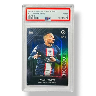 Kylian Mbappe /10 Black Topps UCL Knockout 2023 PSG PSA 9 No Auto Autograph