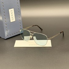 Gucci GG1223S 004 Aviator Sunglasses Silver Frame Blue Gradient Lens Ships Today