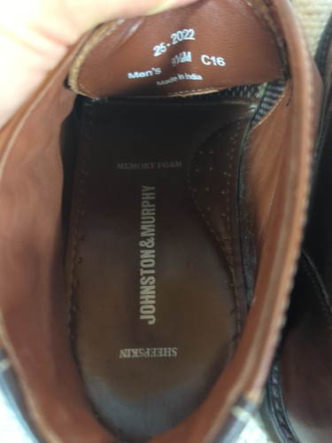 Johnston & Murphy Boots 9.5 M Brown Leather Lace Up Chukka Crepe Sole Sheepskin - Picture 8 of 11