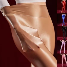 Oily Shiny Glossy Seamless Pantyhose Tights Anti-Run Shaping Yoga Dance Stocking