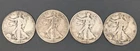 Lot of (4) 1943 - 1945-P Walking Liberty Silver Half Dollars - 90% Silver Junk