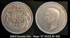 1943 Canada 50 Cents Near "3" • Silver • ICCS EF-40 • Certified Vintage Coin