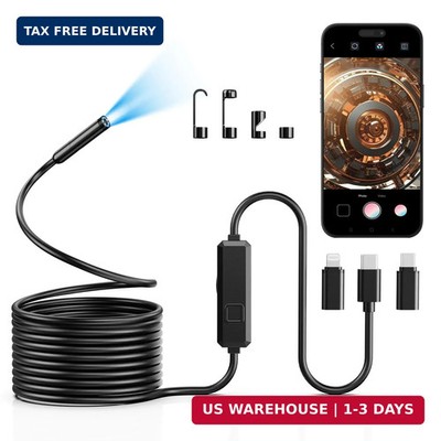 Endoscope Camera with Light, 1920P HD Borescope with 8 LED Lights, 16.5 FT Semi-