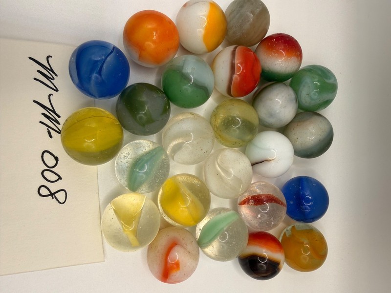 Vintage Mixed Glass Marbles Estate Collection Lot of 25 As Found Swirls Auction