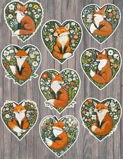 Fox Heart Die Cut Vinyl Stickers Set Scrapbooking Laptop Waterbottle