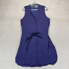 Madewell Womens Sleeveless Button Up Tie Waist Silk Dress Size L