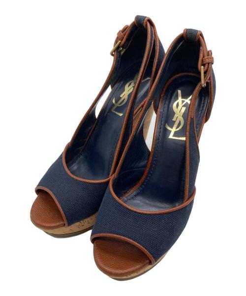 Yves Saint Laurent sandali tacco alto blu navy