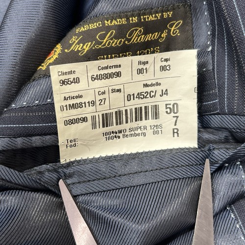 Mabro Italian Suit Men 42R Blue Pinstripe Super 120’s Loro Piana Italy Blazer - Picture 7 of 16