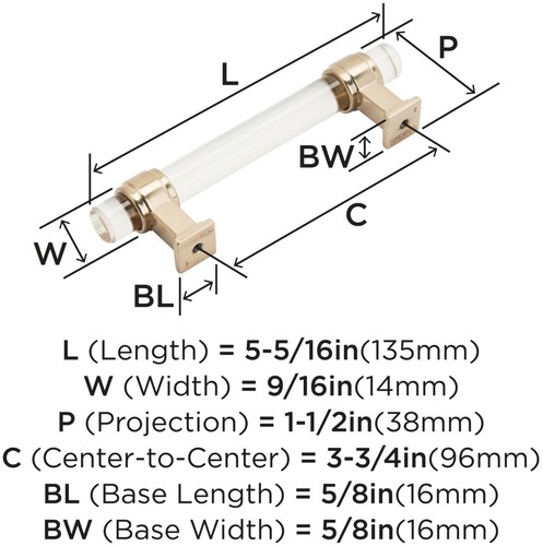 Amerock BP36654 Glacio 3-3/4" Center to Center Bar Cabinet Pull - Nickel - Imagen 8 de 12