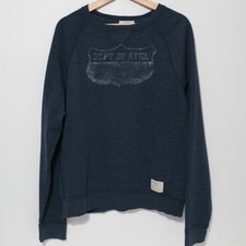 Abercrombie Fitch Sweatshirt Mens XL Blue Distressed Muscle Crew Y2K
