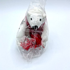Coca Cola 2015 Small 4" White Polar Bear Red Scarf Stuffed Animal Plush Toy NEW
