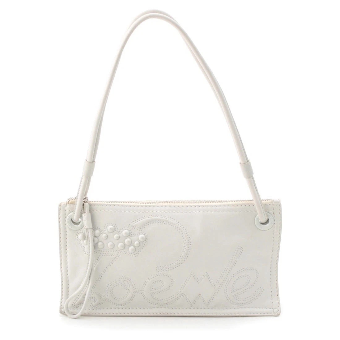 Loewe — Designer LOEWE Vintage Leather ‘Crown’ Studded Pochette Shoulder Bag - authentic