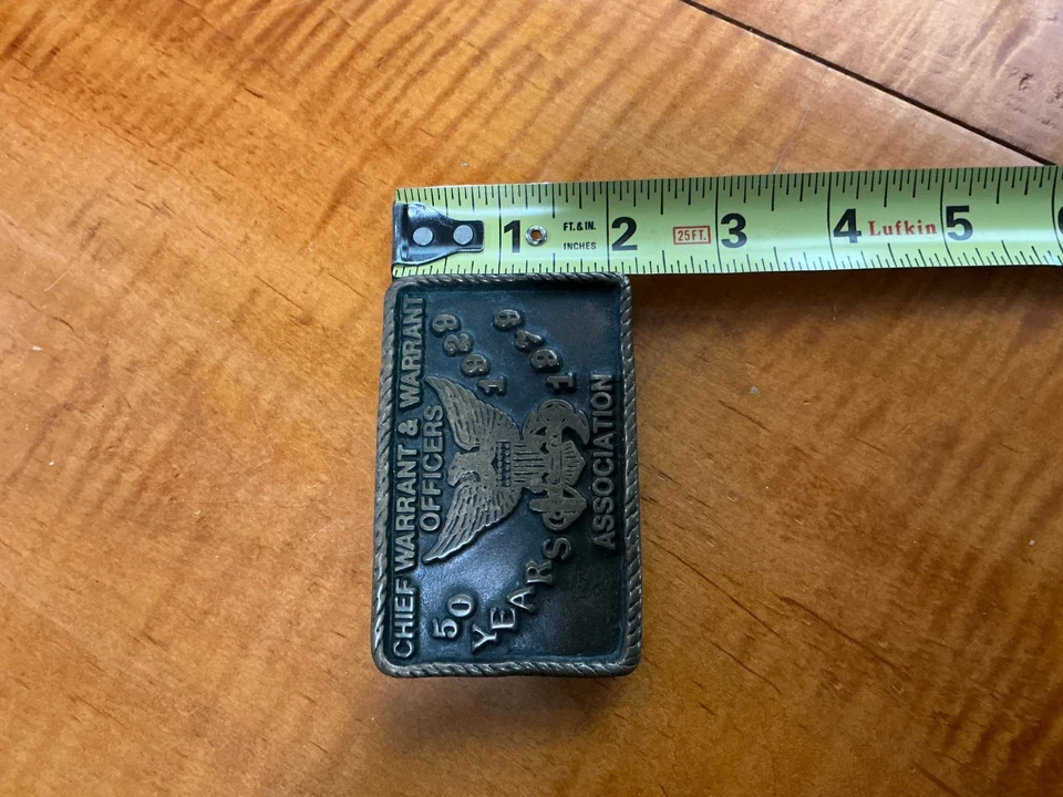 Jefe Warrant Officers Ejército/Marina Hebilla de Cinturón de Latón Anacortes Brass Works 1979 Foto 4 de 4