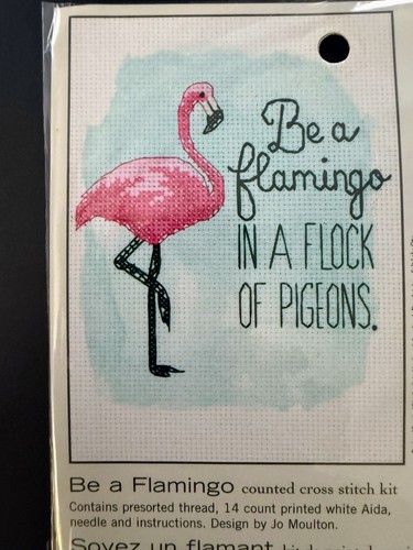 Dimentions Cross Stitch Kit "Be a Flamingo" 5"x7" Presorted Threads Needle Aida - Picture 2 of 7