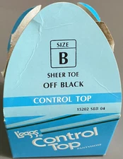 Vintage 1992 Leggs Pantyhose New Open Box Sheer Toe Off Black Control Top Size B