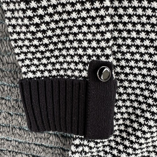 Karen Scott Sweater Womens Medium Daisy Stitch 100% Cotton Black White Pullover - Picture 5 of 10