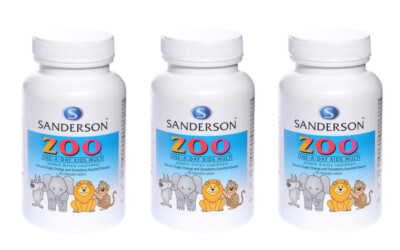 (BULK 3X) Sanderson Zoo Kids Multi Assorted Flavours Chewable 90 Tablets x3