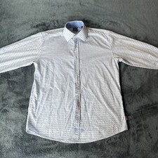 English Laundry Blue  White Men's Long Sleeve Button Up Collar Shirt 16 34/35