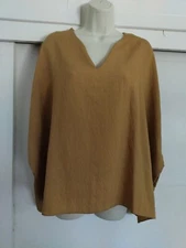 Women's Tunic Flow Squared shape Top Shirt Blouse One Size Brown new