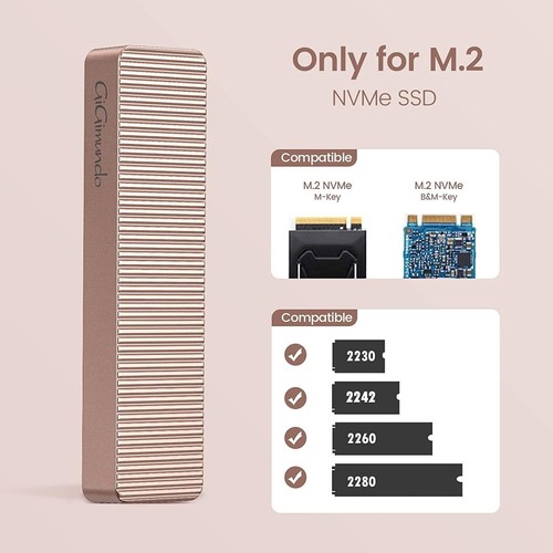 USB 3.2 Gen 2x2 Aluminum M.2 NVMe SSD Enclosure 20Gbps Speed UASP Trim Supported - Afbeelding 3 van 7
