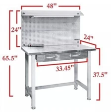 Seville Classics UltraHD Stainless Steel LED Lighted Workcenter, Granite Gray
