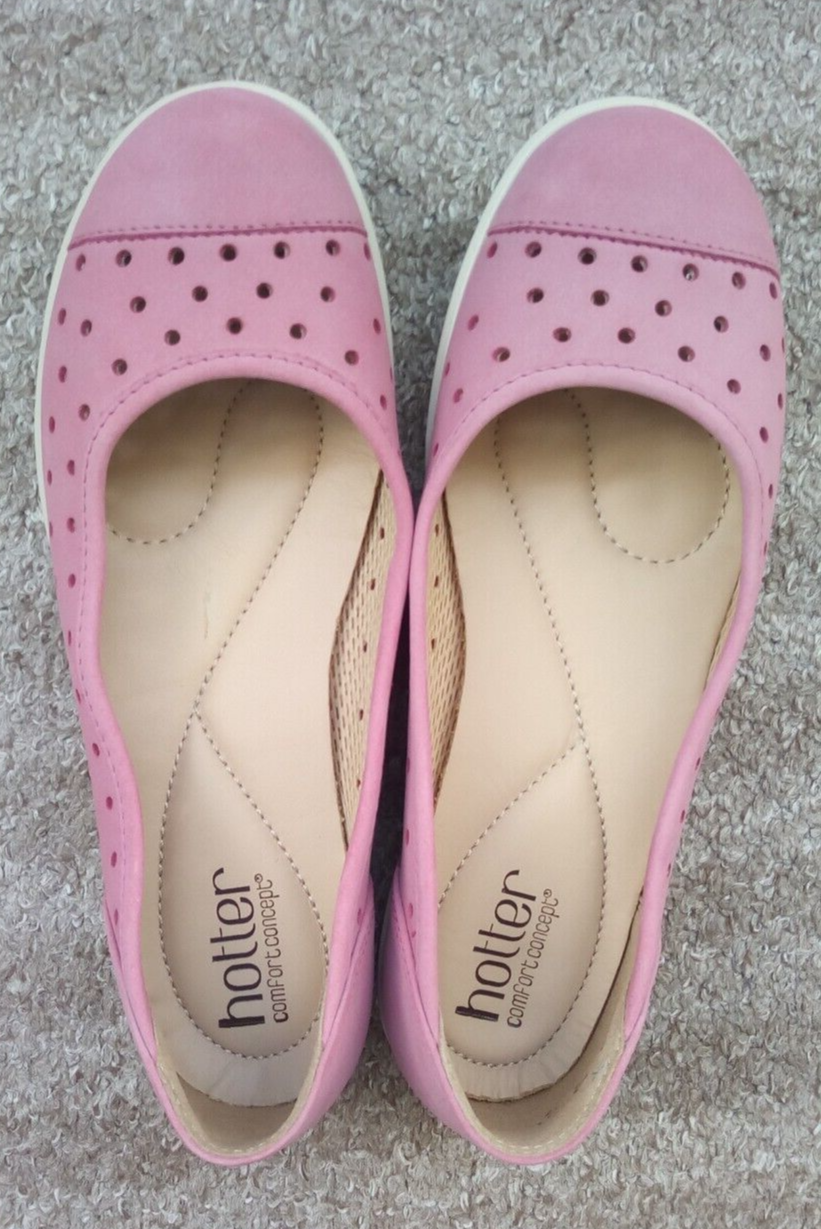 Ladies Hotter Livvy Pink Ballet Pump Flat Nubuck Leather Shoes Size 4.5