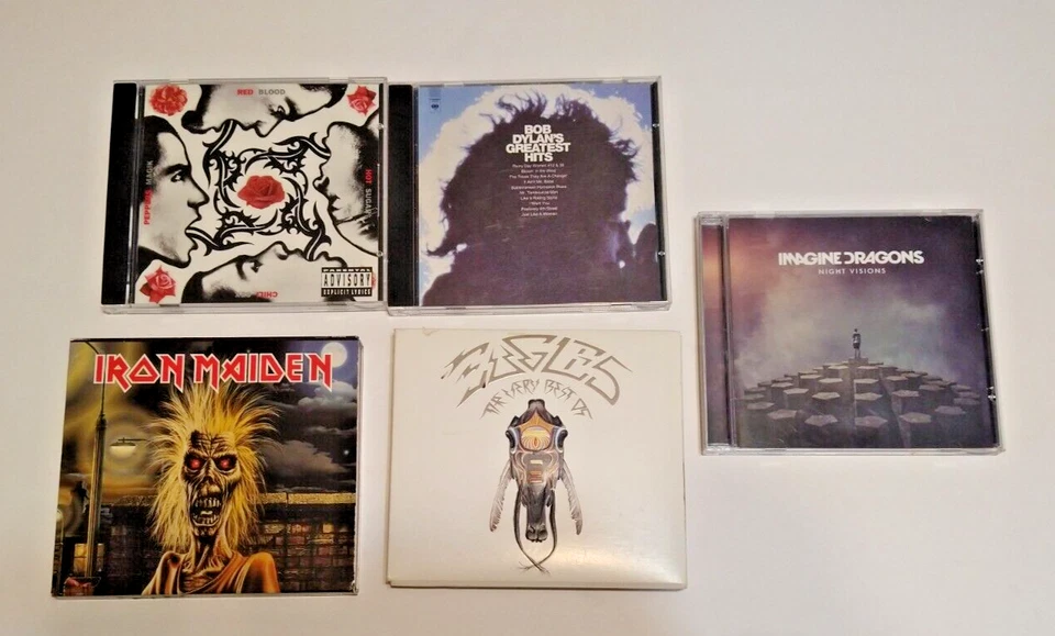 Lot 5 CD's Imagin Dragons, Eagles, Bob Dylan, Iron Maiden, Red Hot Chili Peppers - Bild 1 von 4