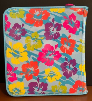 Rare Lisa Frank Hawaiian Surfer Girl Flowers 3-Ring Zippered
