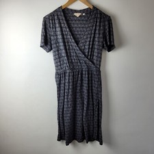 Fat Face Women Size 8 Black Grey Floral Wrap Style Stretch Dress Casual Smart