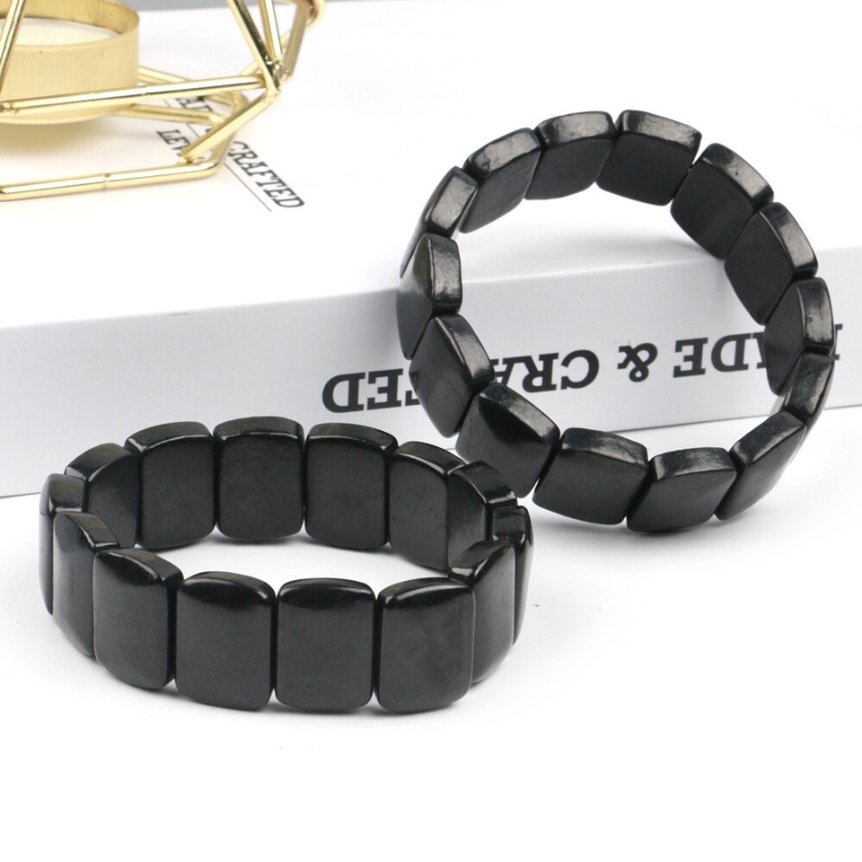 Shungite Bracelet Stretchy EMF Protection Grounding Healing Karelian Shungite - Foto 7