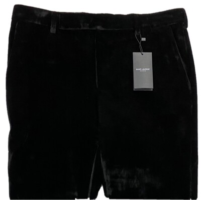 $1,000 Saint Laurent Black Velvet Pants Size EU 56, US 40, Made in Italy