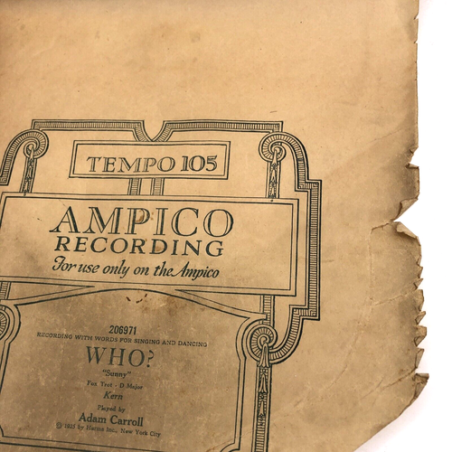 Who 206971-E Sunny Ampico Piano Roll Fox Trot Kern Adam Carroll AS IS - Picture 9 of 17