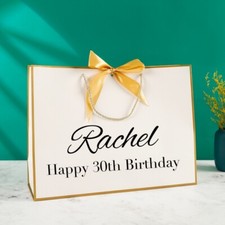 Personalised custom Ribbon Gift Bag Wedding Hen Party 18 30 60th Birthday Baby