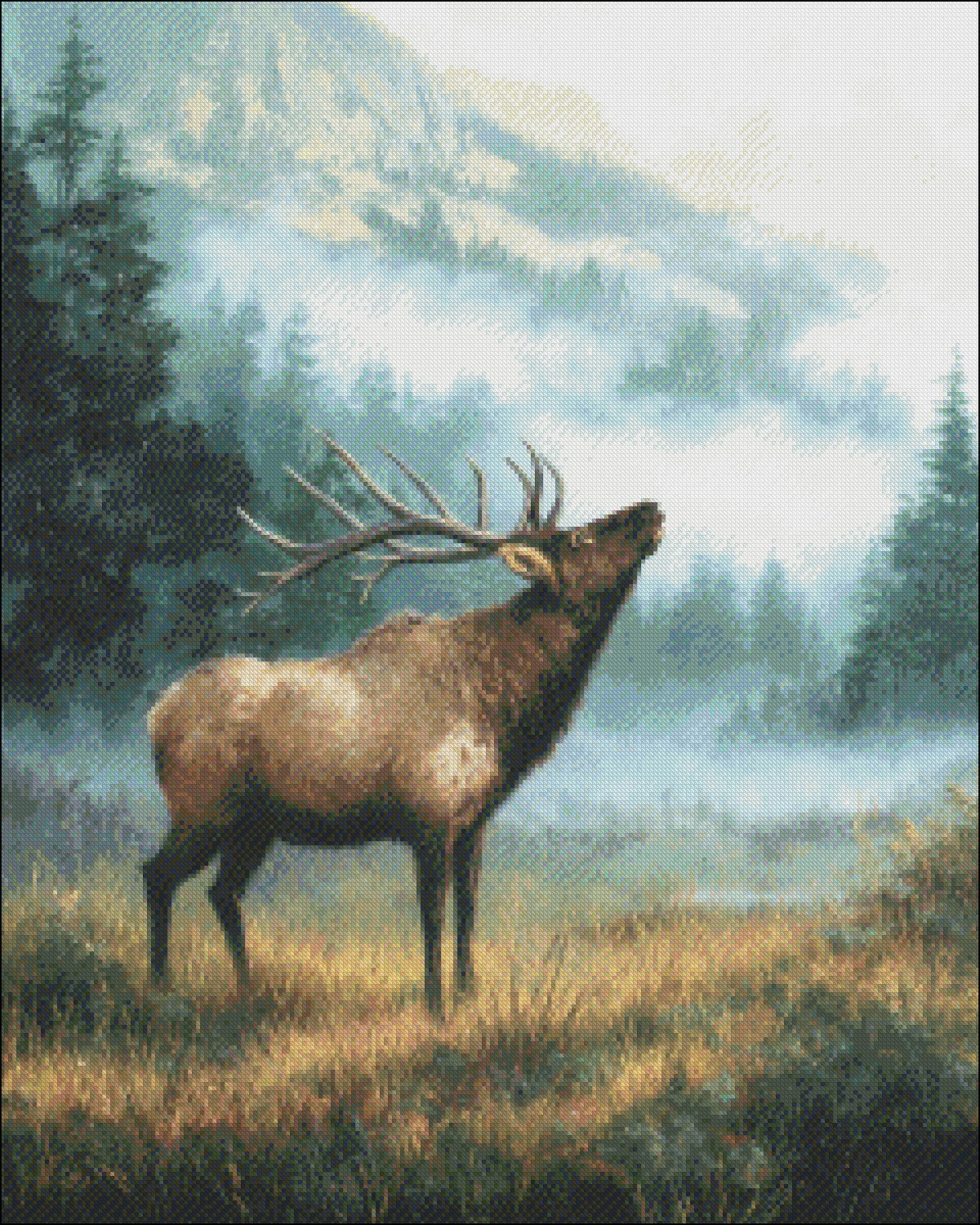 Elk in Wilderness 2 - Chart Counted Cross Stitch Patterns Needlework ...